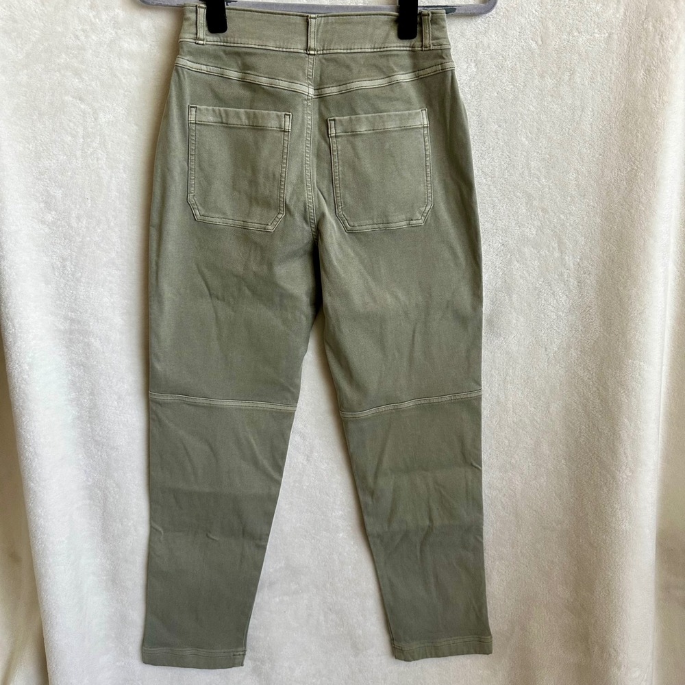 Spanx Stretch Twill Straight Leg‎ Pants Olive Oil Green Pull On Women's Small - Picture 2 of 7